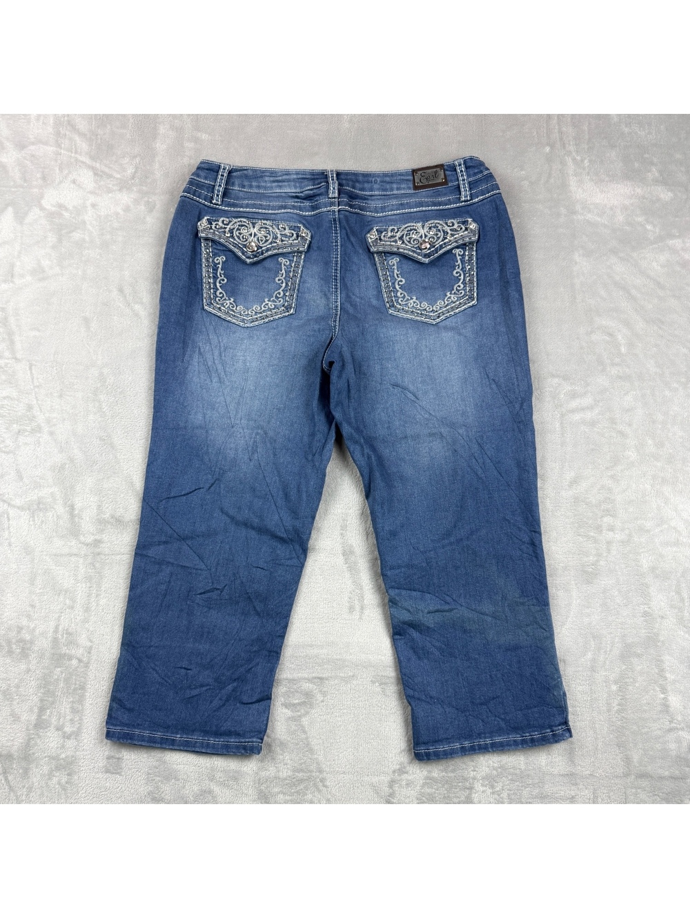 Earl Jean Elite Women 15 Capri Jeans Embroidered Flap Pocket Y2K Western Bling